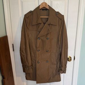 Barneys New York Men's Brown Double-Breasted Trench Coat